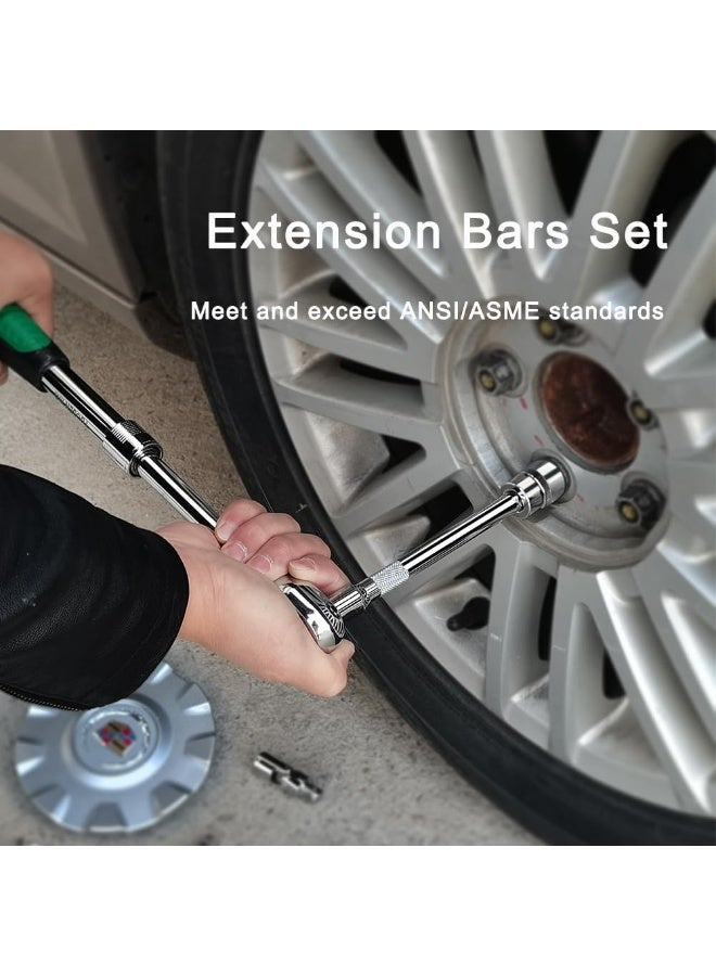 4 Piece 3/8 Inch Drive Extension Bar Set, 3/8 Inch Drive Socket Extension Set Includes 3, 6, and 10 Inch Extensions and 3/8 Inch drive Universal Joint Socket - Image 2